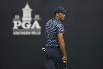 Tiger Woods looks uncomfortable after hot start, stumbles late during PGA Championship first round