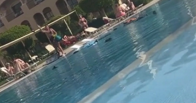 Lad 'caught cheating in Ibiza' humiliated in girlfriend's poolside revenge