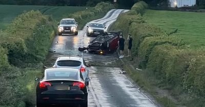 Car flips onto roof in late-night crash on Scots country road