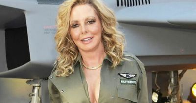 Carol Vorderman attends Top Gun: Maverick premiere wearing full pilot gear