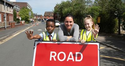 Dame Sarah Storey wants to stop "lazy habit" at drop-off times as two Leigh schools reduce road dangers for children
