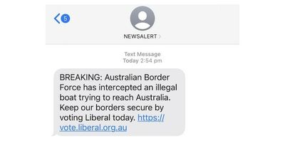 Liberal Party text alert warns voters about illegal boat interception