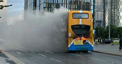 Firefighters race to city centre after bus bursts into flames