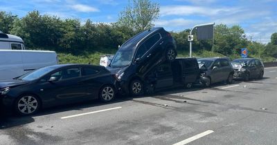 M1 images show five-car pile-up causing hour-long delays on J17 and J16