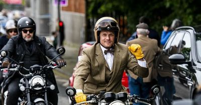 Outlander star Sam Heughan spotted in Edinburgh taking part in Distinguished Gentlemen's Ride