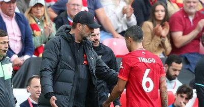 Thiago injury scare for Liverpool after walking off pitch against Wolves