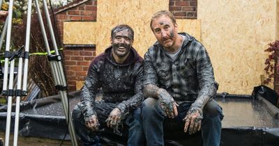 ITV Coronation Street's Tyrone and Phill all smiles in behind the scenes photos as dirty fight sees them strip to pants