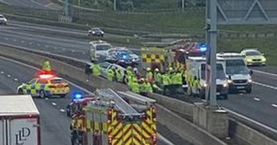 Car lands on M8 crash barrier and two women rushed to hospital near Eurocentral