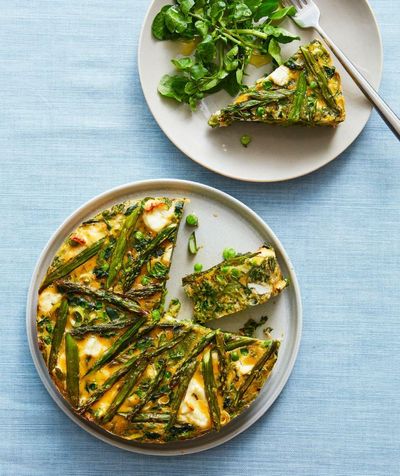 Thomasina Miers’ recipe for asparagus and goat’s cheese clafoutis