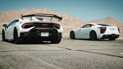 Lexus LFA And Lamborghini Huracan STO Drag Race In V10 Engine Battle