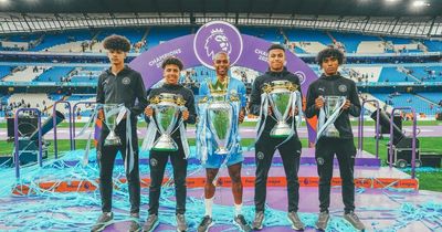 Man City captains assemble to celebrate historic year of success