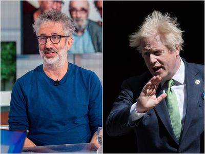 ‘A tiny hand sanitiser fenced in by bottles of booze’: David Baddiel jokes about new Boris Johnson party picture