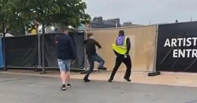 Footage shows thugs in Dundee kick and punch security guards in heated scrap outside gig