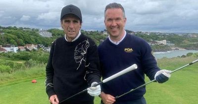 Alice Cooper is snapped taking in a round of golf in Swansea before the rock icon's sell-out arena gig