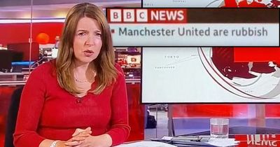 BBC News apologise after "Manchester United are rubbish" appears on screen