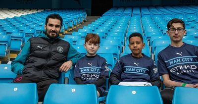 Ilkay Gundogan's touching gesture to three young refugees during Man City title heroics