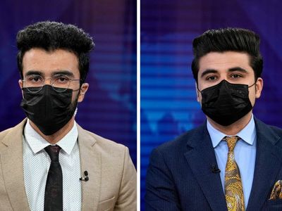 Male Afghan TV anchors cover faces in solidarity with women after a Taliban order