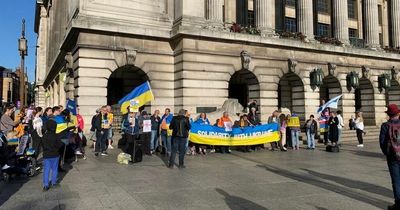 Protest in Nottingham's Old Market Square marks three months since Ukraine invasion
