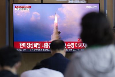 N Korea fires missiles, ‘including ICBM’, as Biden ends Asia tour