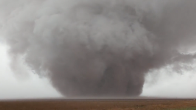 Massive Tornado Spins Across Open Field In Texas