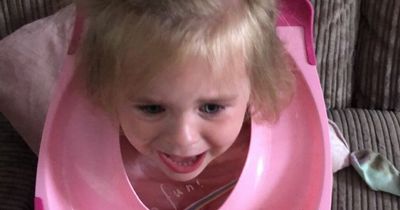 Mum in 'hysterics' as three-year-old girl gets head stuck in toilet seat