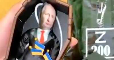 Vladimir Putin voodoo dolls on sale with Ukrainian flag as pins to stick into effigy