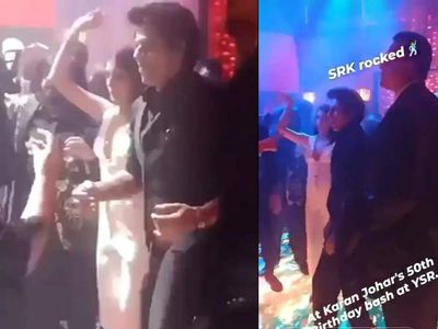 Shah Rukh Khan burns the dance floor; dances with Siddhant Chaturvedi and Navya Naveli to 'Koi Mil Gaya' at Karan Johar's birthday bash- WATCH