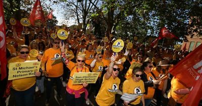 Catholic school teachers take demands for better pay to the street in Newcastle