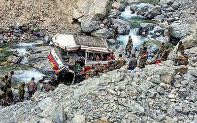 Seven soldiers killed as vehicle with 26 soldiers falls in Ladakh’s Shyok river