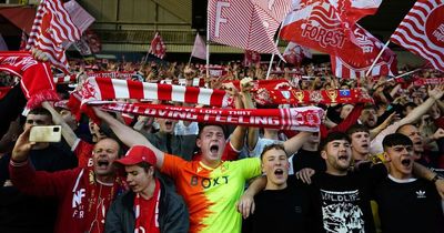 The hospital case, Red in mourning and Swansea City follower wishing Nottingham Forest well at Wembley