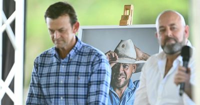 Adam Gilchrist breaks down at Andrew Symonds’ funeral while hugging star’s devastated wife