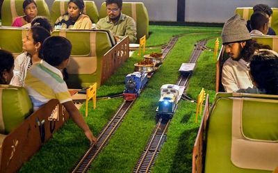 Platform 65, a train-themed restaurant in Visakhapatnam, serves food on toy train