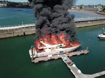 Superyacht costing £6m sinks after catching fire in Torquay