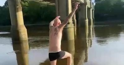 Leeds fan celebrates relegation survival by jumping in Thames and shattering his foot