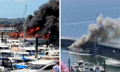 Superyacht worth £6m sinks in Torquay Harbour after setting on fire