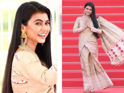 Assamese actor Aimee Baruah drapes a Mekhala Chador to walk on Cannes red carpet