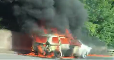 M5 car fire near Stroud causing smoke which can be seen for miles