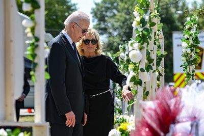 Bidens visit Uvalde memorial and lay flowers at scene of school shooting massacre