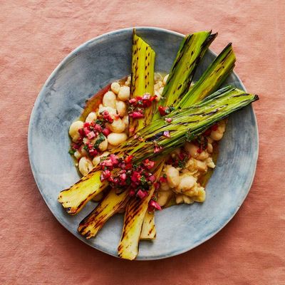 Thomasina Miers’ recipe for white beans with leeks and caper salsa