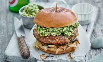 Tom Kerridge’s recipe for pork burgers with sauce gribiche and burnt onions