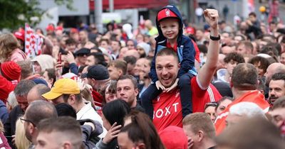 LadBaby attends Nottingham Forest promotion celebrations in Old Market Square
