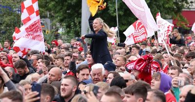 Nottingham Forest fans pack Old Market Square to celebrate Premier League promotion in style