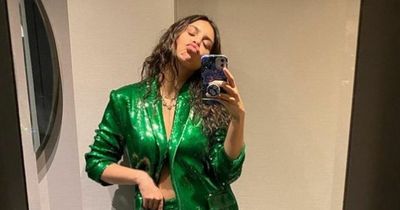 Former ITV Emmerdale Meena star Paige Sandhu looks incredible in sparkly green suit