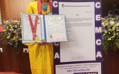 Girl working in a mill gets gold medal at TNOU convocation