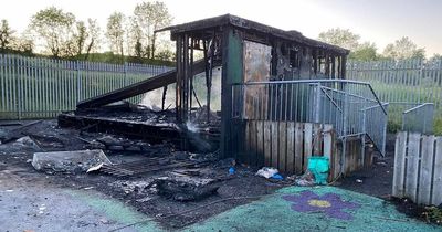 Poleglass former playgroup portacabin burned in arson attack