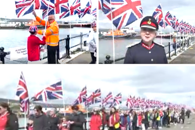 Pupils recruited to cover Orkney pier with dozens of Union flags