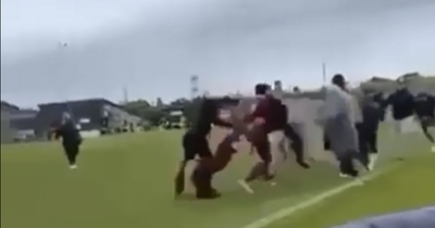 Moment Edinburgh parents joined in mass pitch brawl at youth game caught on film