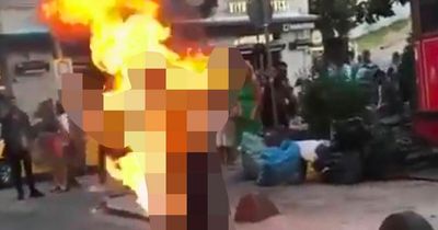 Man sets himself on fire at Istanbul tourist attraction as onlookers take selfies