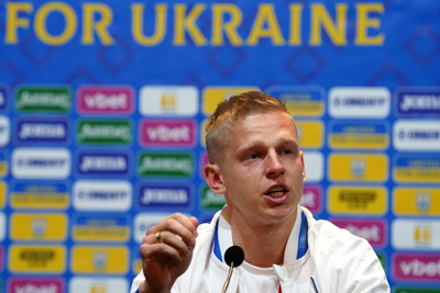 Manchester City player Oleksandr Zinchenko breaks down as he vows to make the people of Ukraine proud