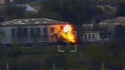 Russian Tank Blown To Pieces By Ukrainian-Made Missile